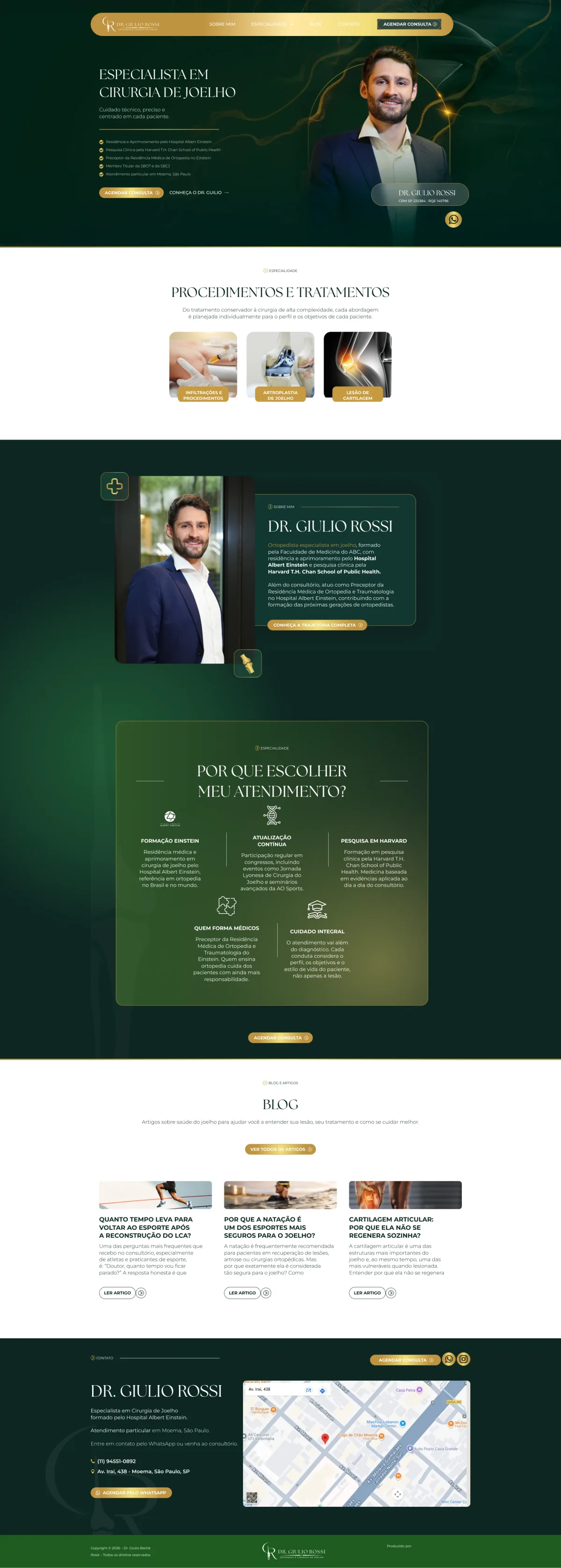 Site institucional do Dr. Giulio Rossi, apresentando o médico e suas especialidades