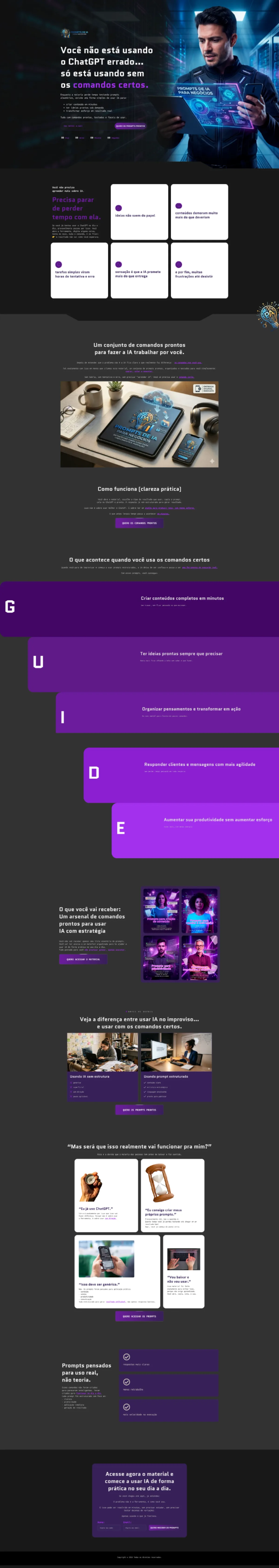 Landing page de captura de um curso online sobre inteligência artificial